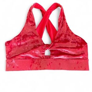 Fabletics Fabletics Women Red‎ Crushed Velvet Velour Twist Oasis Sports Bra